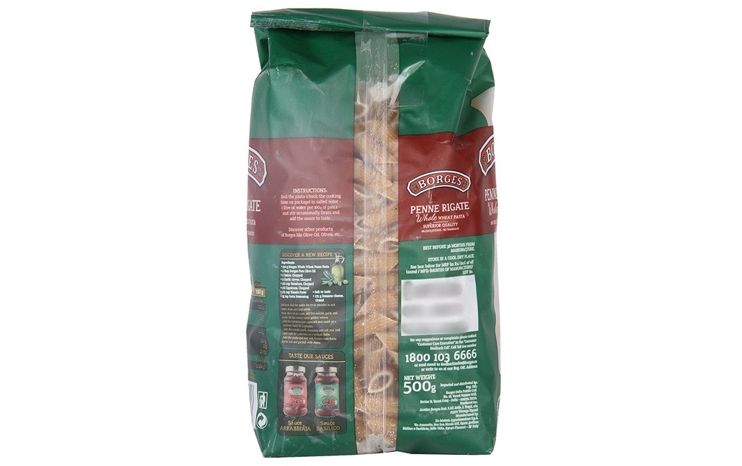Borges Penne Rigate Whole Wheat Pasta   Pack  500 grams